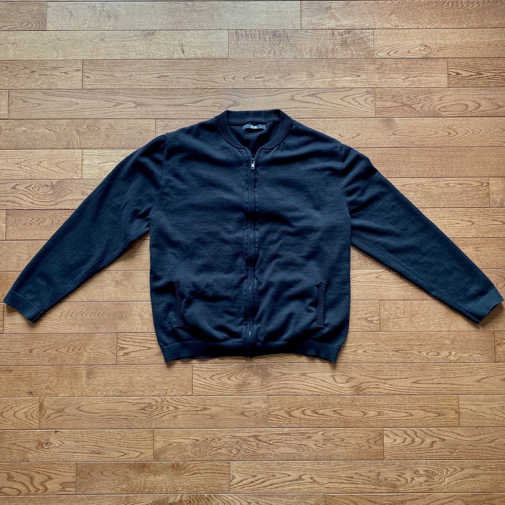 Woman’s spring / fall jacket / sweater. Black. Branded “Find”. Previously worn.